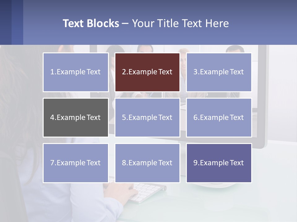A Woman Looking At A Computer Screen With A Group Of People On It PowerPoint Template