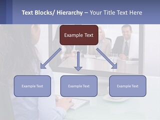 A Woman Looking At A Computer Screen With A Group Of People On It PowerPoint Template