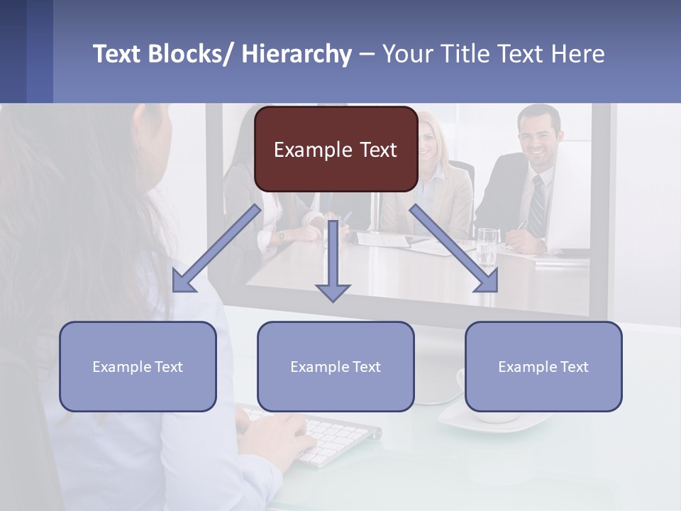 A Woman Looking At A Computer Screen With A Group Of People On It PowerPoint Template