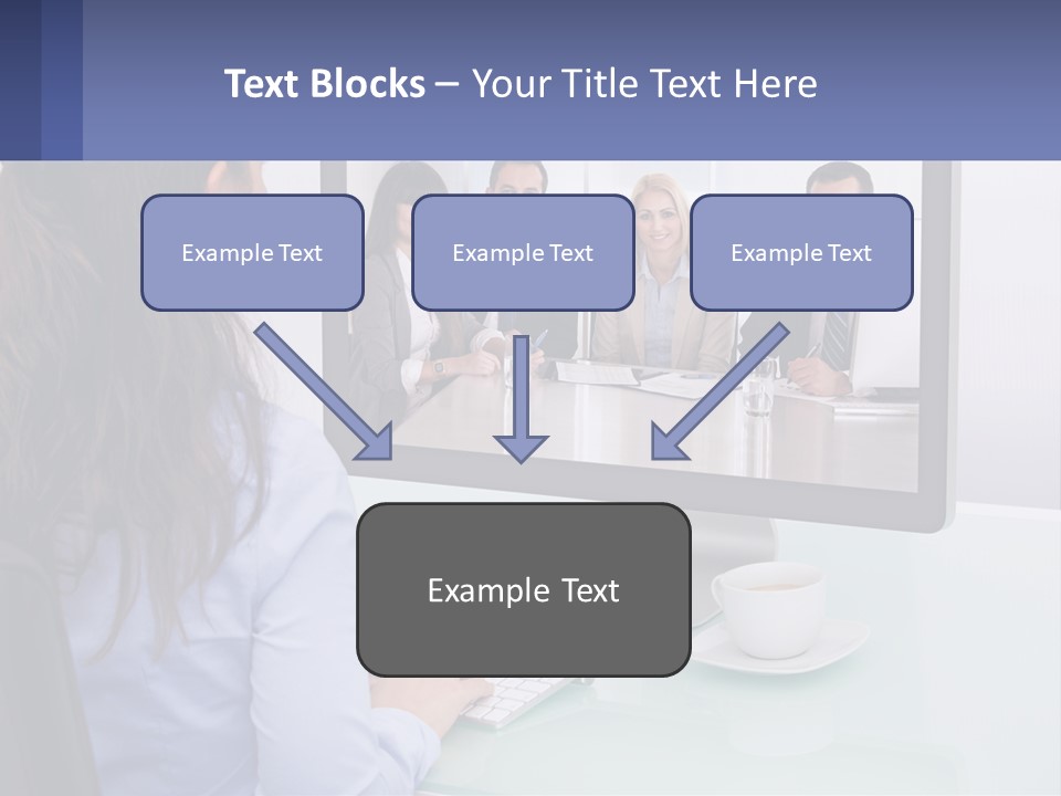A Woman Looking At A Computer Screen With A Group Of People On It PowerPoint Template