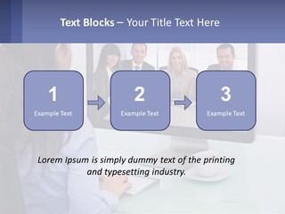A Woman Looking At A Computer Screen With A Group Of People On It PowerPoint Template