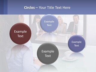 A Woman Looking At A Computer Screen With A Group Of People On It PowerPoint Template