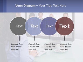 A Woman Looking At A Computer Screen With A Group Of People On It PowerPoint Template