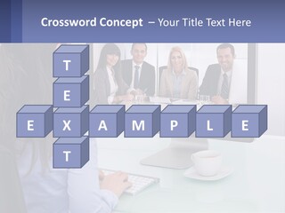 A Woman Looking At A Computer Screen With A Group Of People On It PowerPoint Template