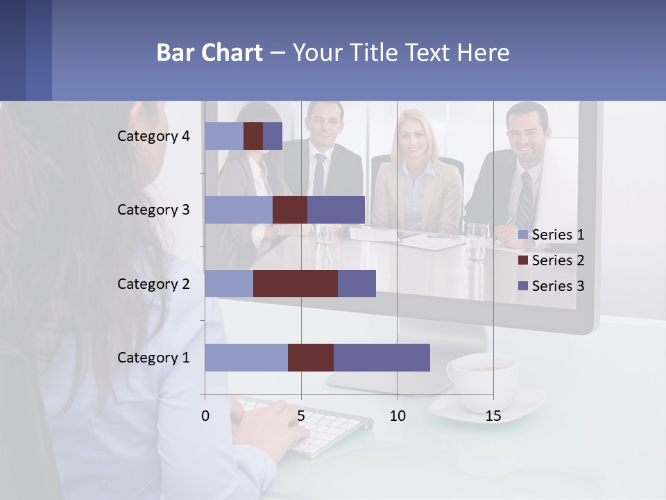 A Woman Looking At A Computer Screen With A Group Of People On It PowerPoint Template