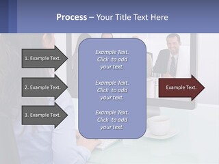 A Woman Looking At A Computer Screen With A Group Of People On It PowerPoint Template