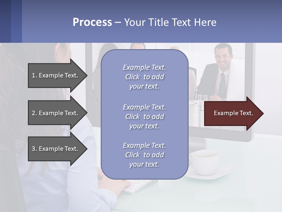 A Woman Looking At A Computer Screen With A Group Of People On It PowerPoint Template