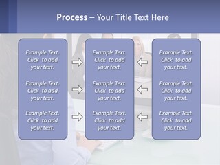 A Woman Looking At A Computer Screen With A Group Of People On It PowerPoint Template