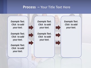 A Woman Looking At A Computer Screen With A Group Of People On It PowerPoint Template