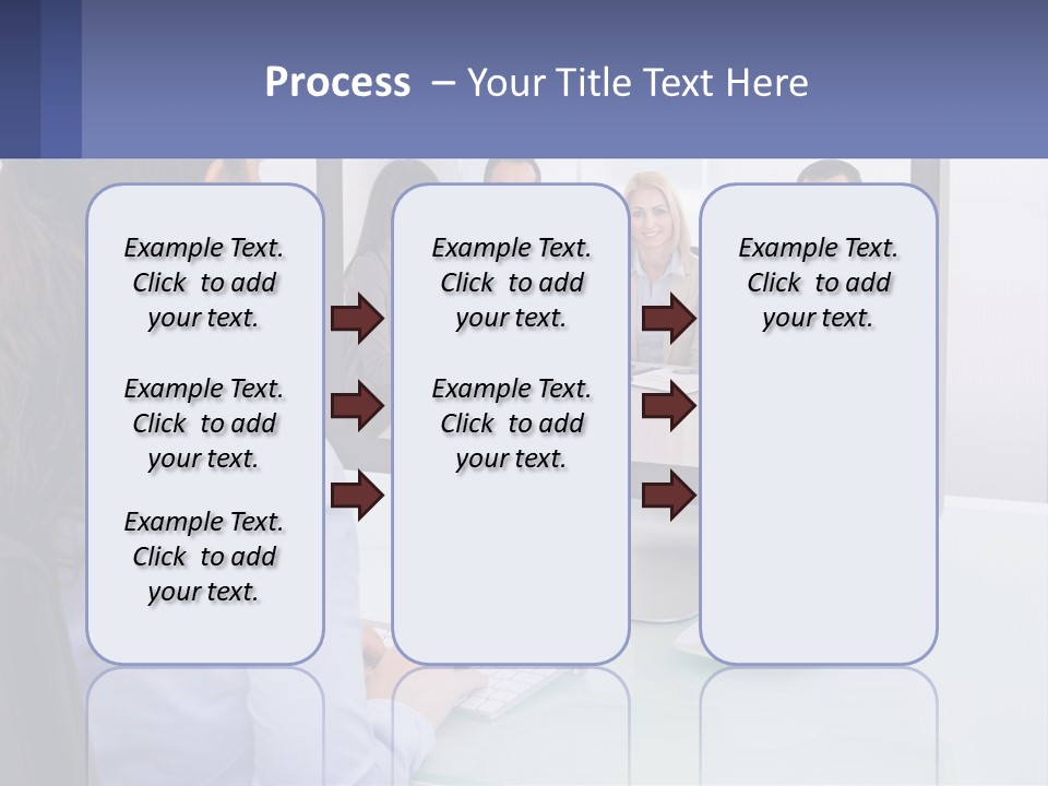 A Woman Looking At A Computer Screen With A Group Of People On It PowerPoint Template