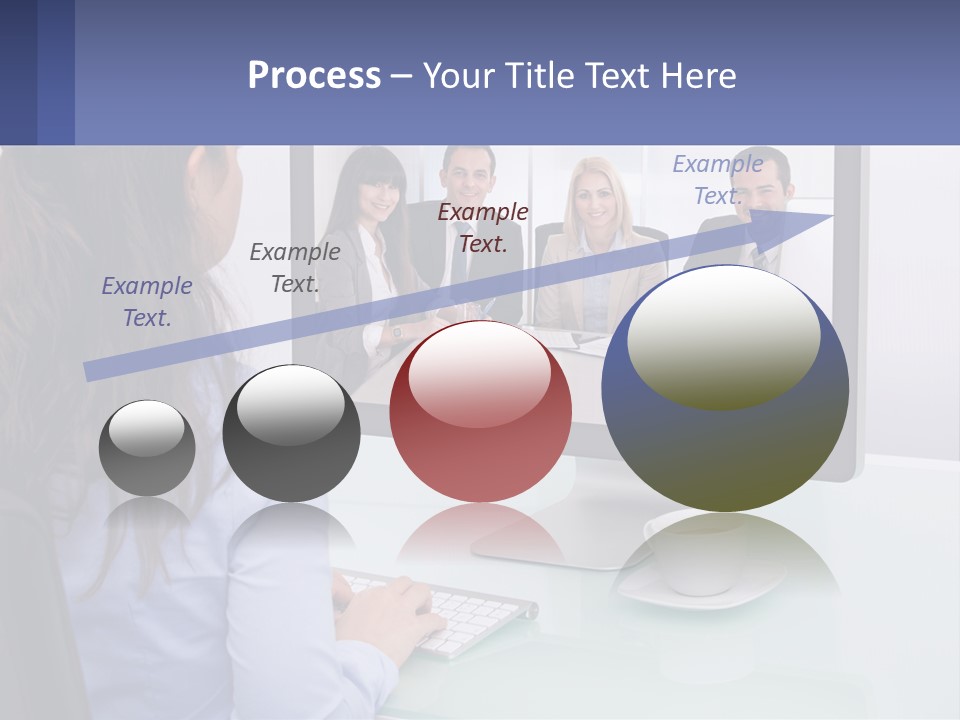 A Woman Looking At A Computer Screen With A Group Of People On It PowerPoint Template
