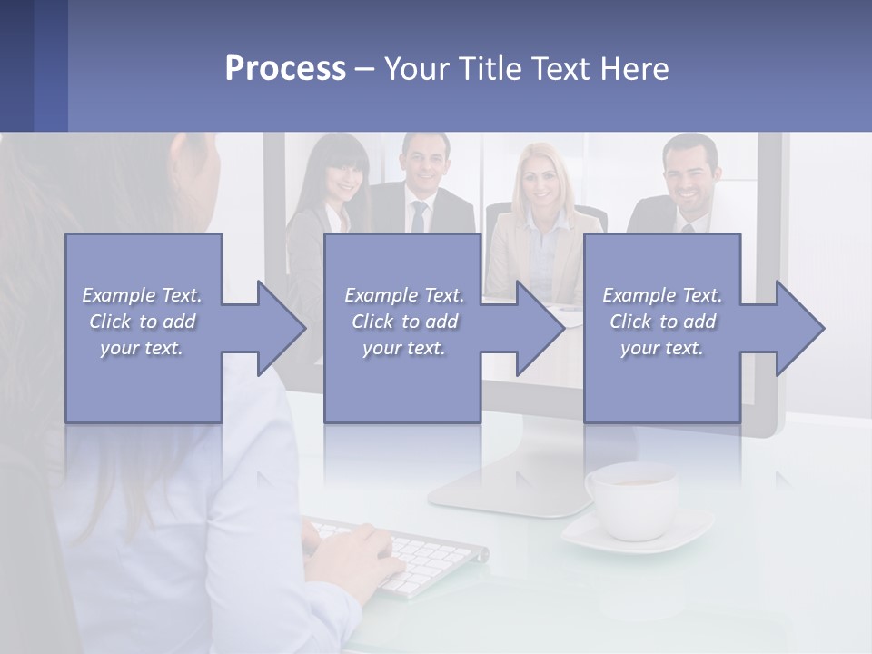 A Woman Looking At A Computer Screen With A Group Of People On It PowerPoint Template