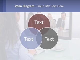 A Woman Looking At A Computer Screen With A Group Of People On It PowerPoint Template