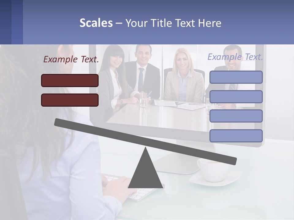 A Woman Looking At A Computer Screen With A Group Of People On It PowerPoint Template