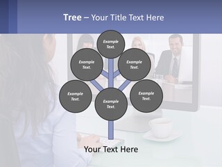 A Woman Looking At A Computer Screen With A Group Of People On It PowerPoint Template