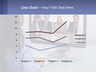 A Woman Looking At A Computer Screen With A Group Of People On It PowerPoint Template