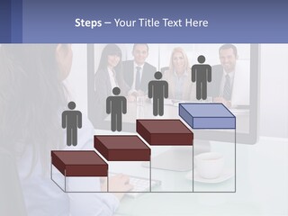 A Woman Looking At A Computer Screen With A Group Of People On It PowerPoint Template