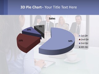 A Woman Looking At A Computer Screen With A Group Of People On It PowerPoint Template