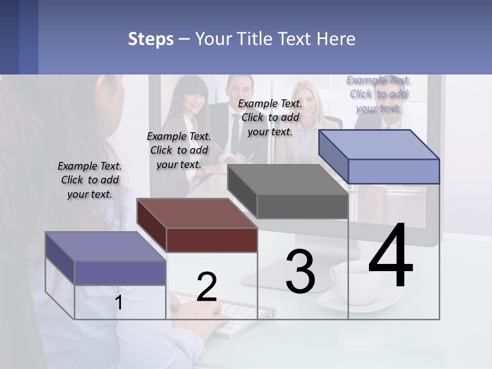 A Woman Looking At A Computer Screen With A Group Of People On It PowerPoint Template