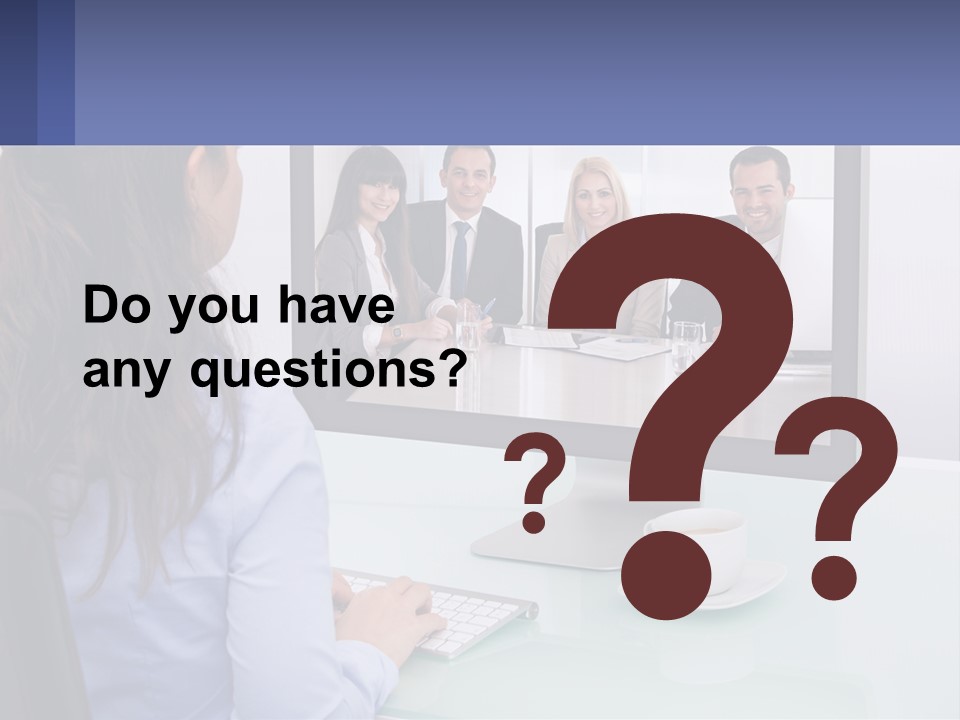 A Woman Looking At A Computer Screen With A Group Of People On It PowerPoint Template