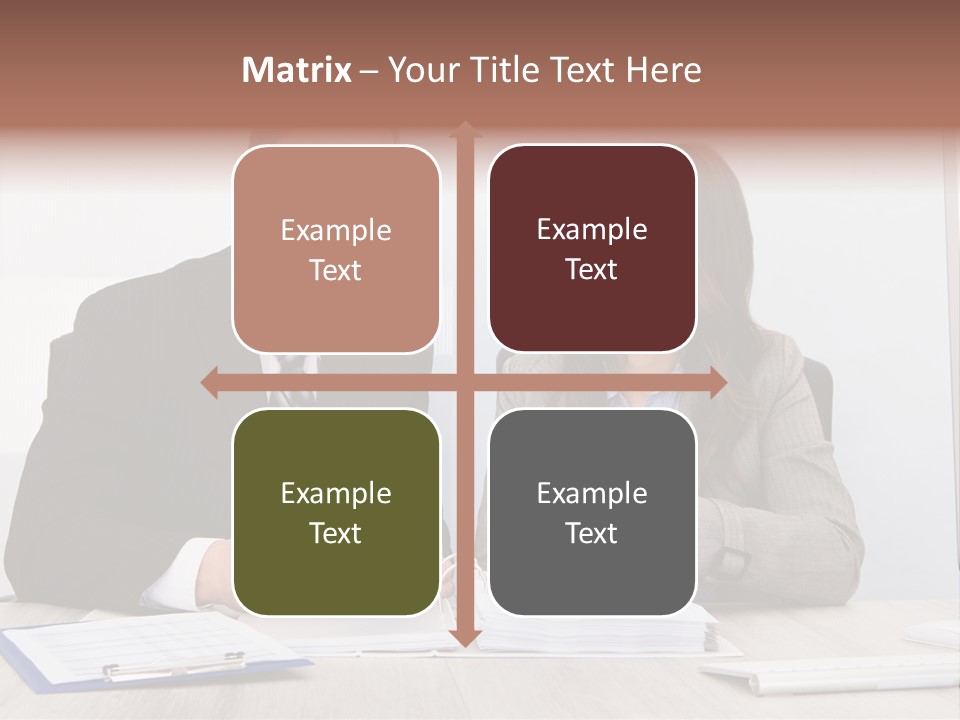 A Man And A Woman Sitting At A Desk PowerPoint Template