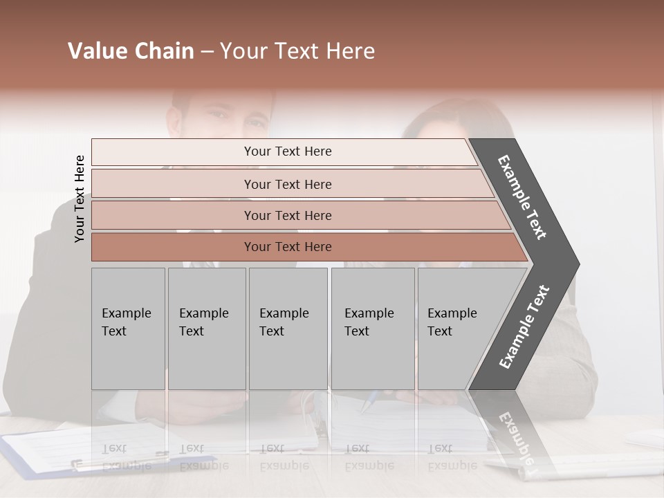 A Man And A Woman Sitting At A Desk PowerPoint Template