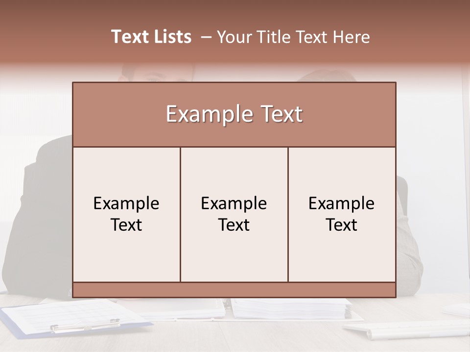 A Man And A Woman Sitting At A Desk PowerPoint Template