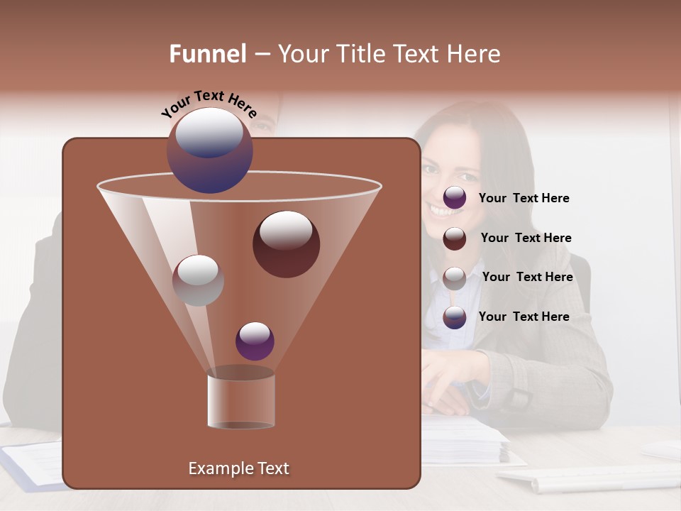 A Man And A Woman Sitting At A Desk PowerPoint Template