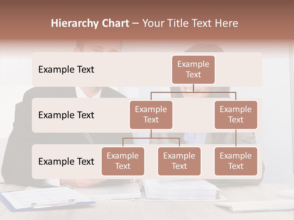 A Man And A Woman Sitting At A Desk PowerPoint Template