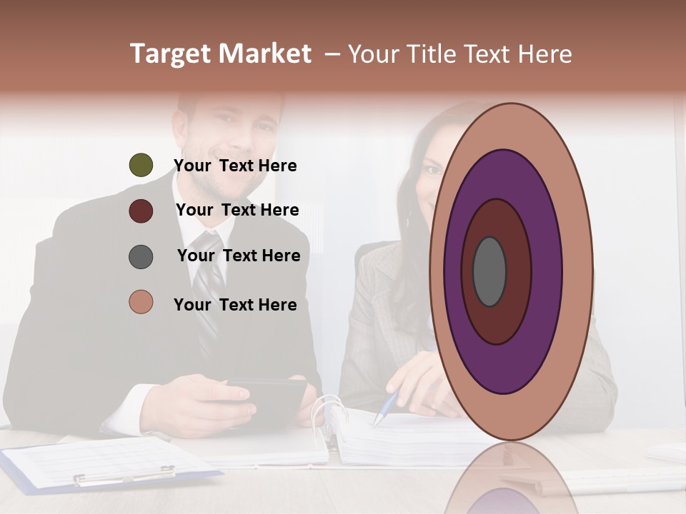 A Man And A Woman Sitting At A Desk PowerPoint Template