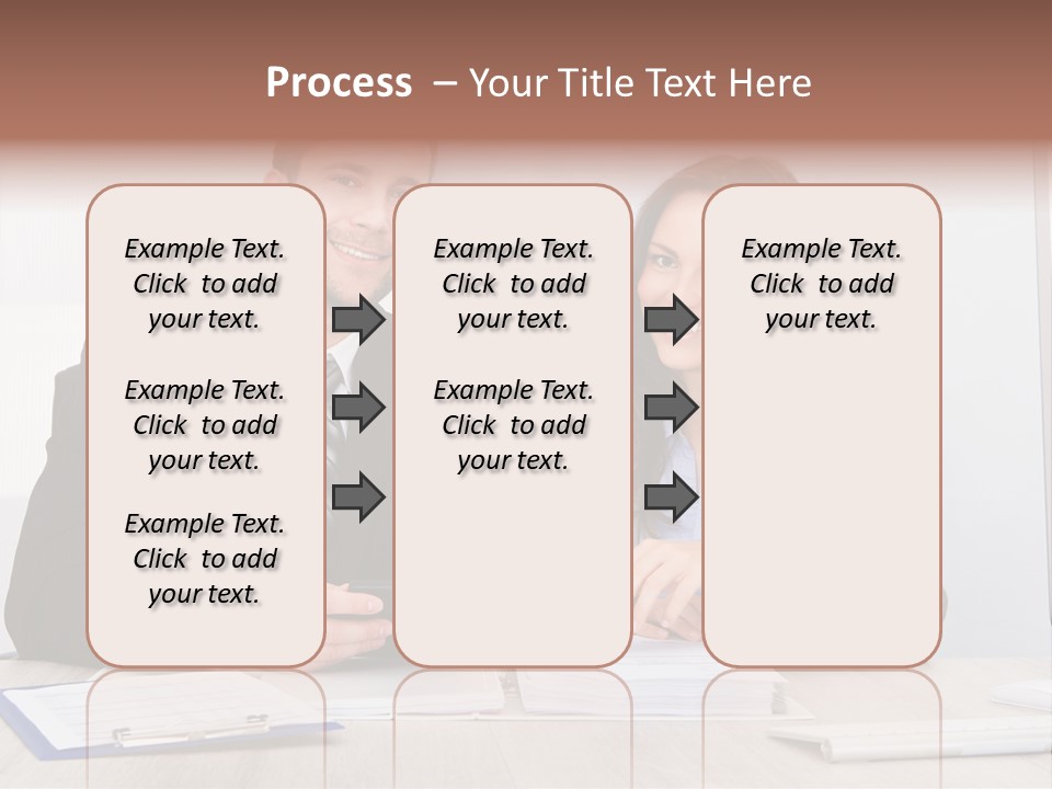 A Man And A Woman Sitting At A Desk PowerPoint Template