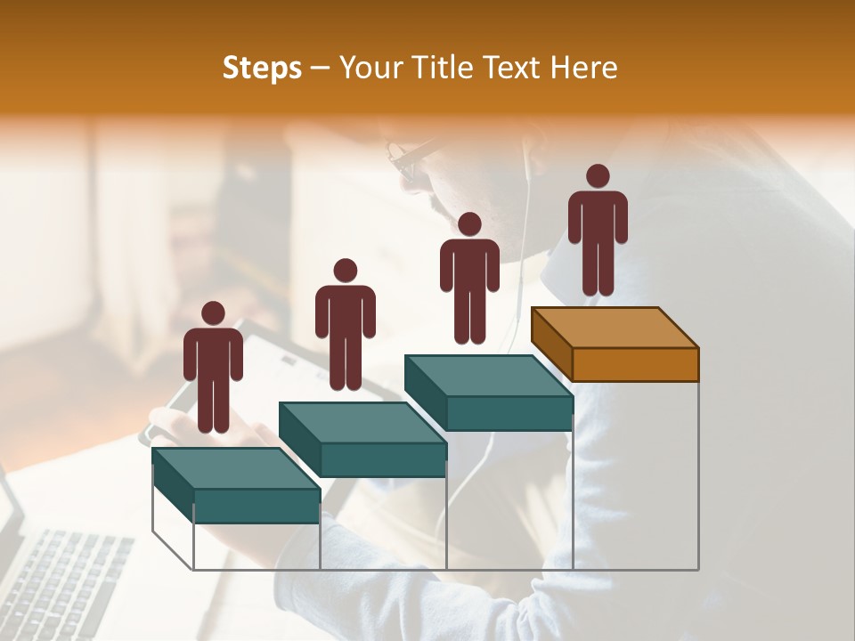 A Man Sitting In Front Of A Laptop Computer PowerPoint Template