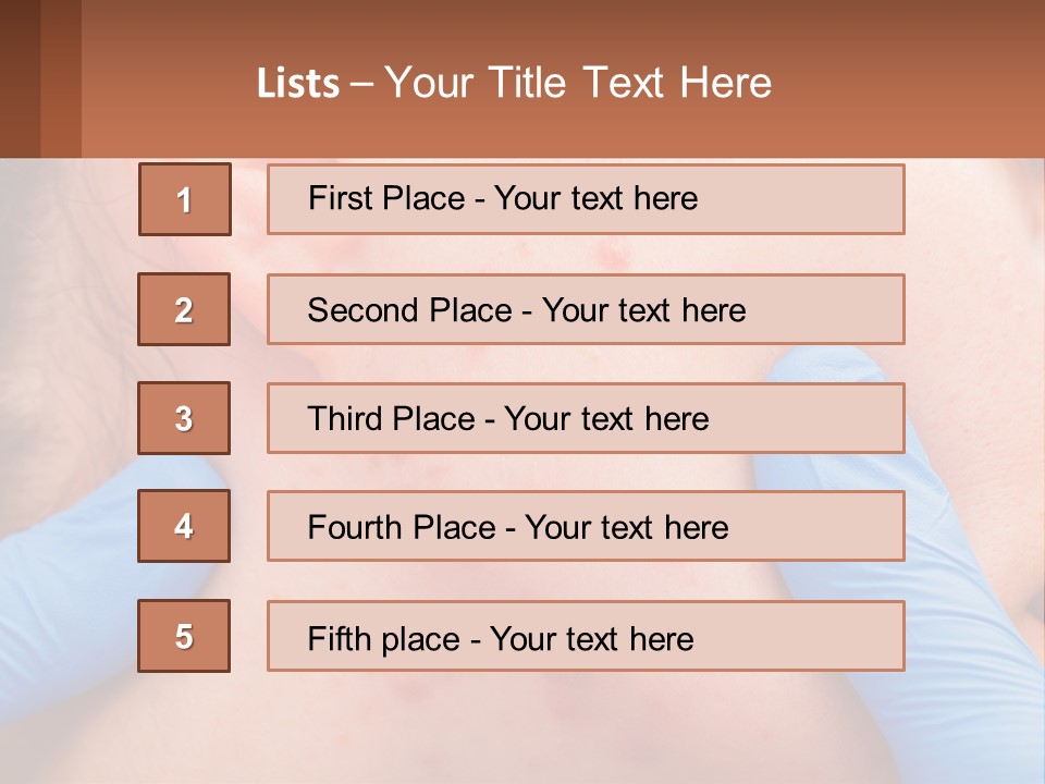 A Woman With Acne On Her Face And Blue Gloves PowerPoint Template