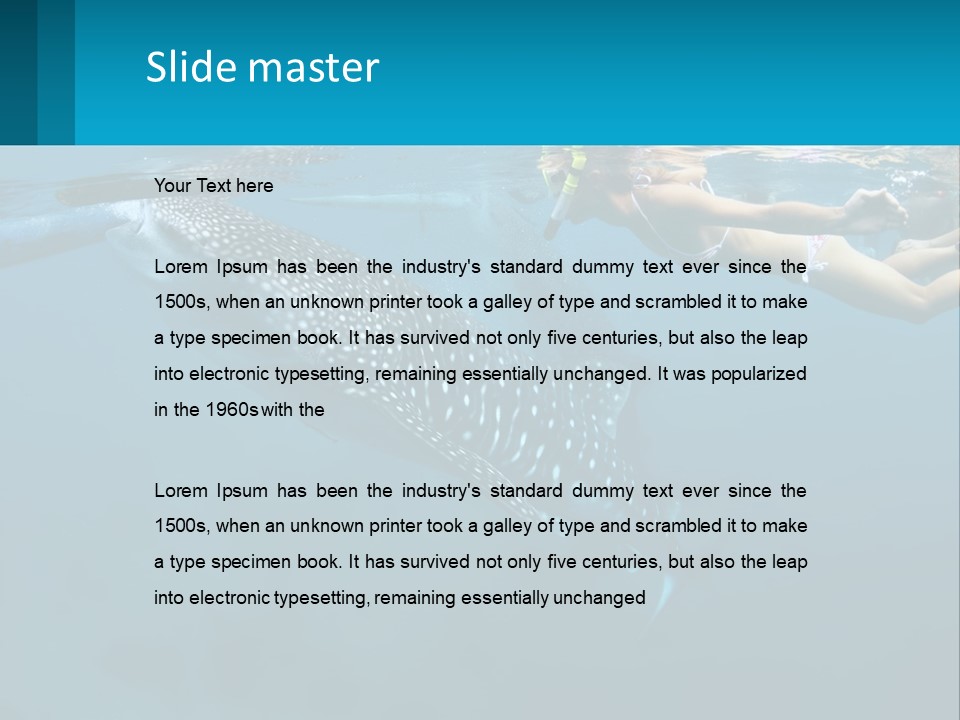 A Woman Swimming Next To A Whale In The Ocean PowerPoint Template