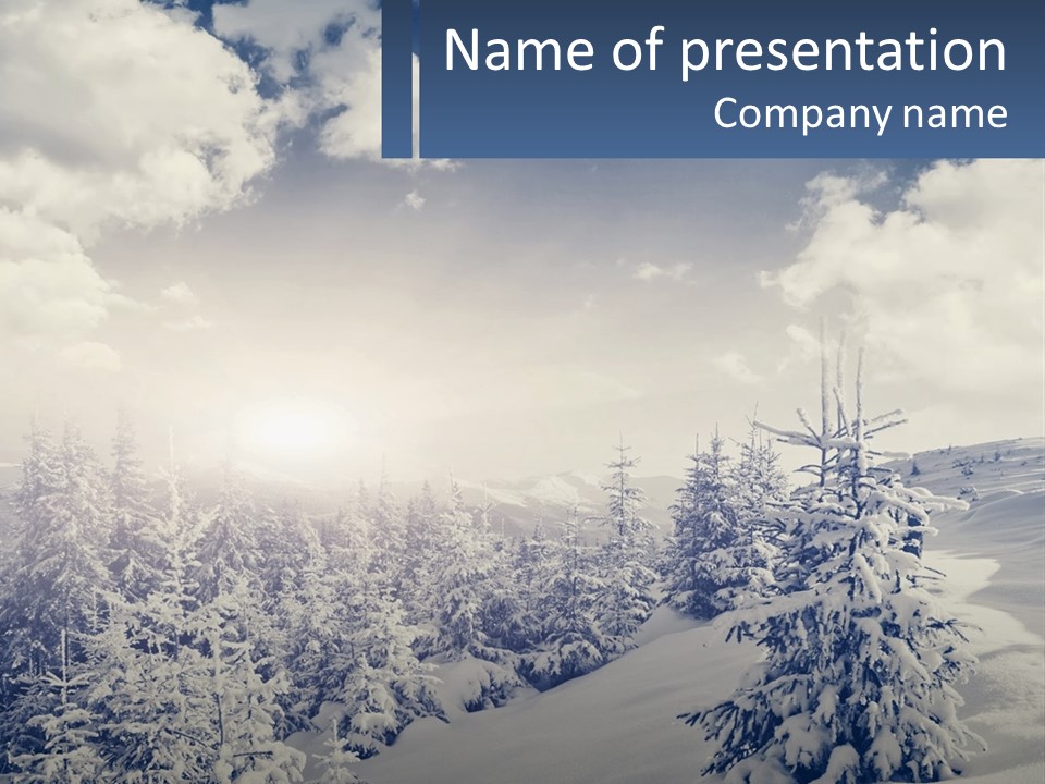 A Snowy Landscape With Trees And Clouds In The Background PowerPoint Template