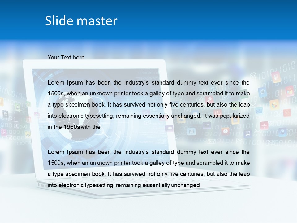 A Laptop Computer Sitting On Top Of A Desk PowerPoint Template