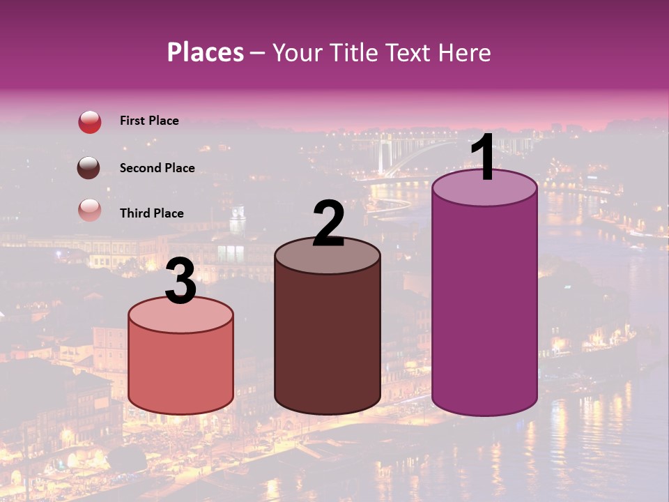 A City At Night With A Bridge In The Background PowerPoint Template