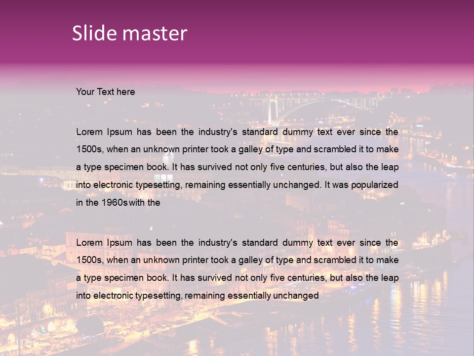 A City At Night With A Bridge In The Background PowerPoint Template