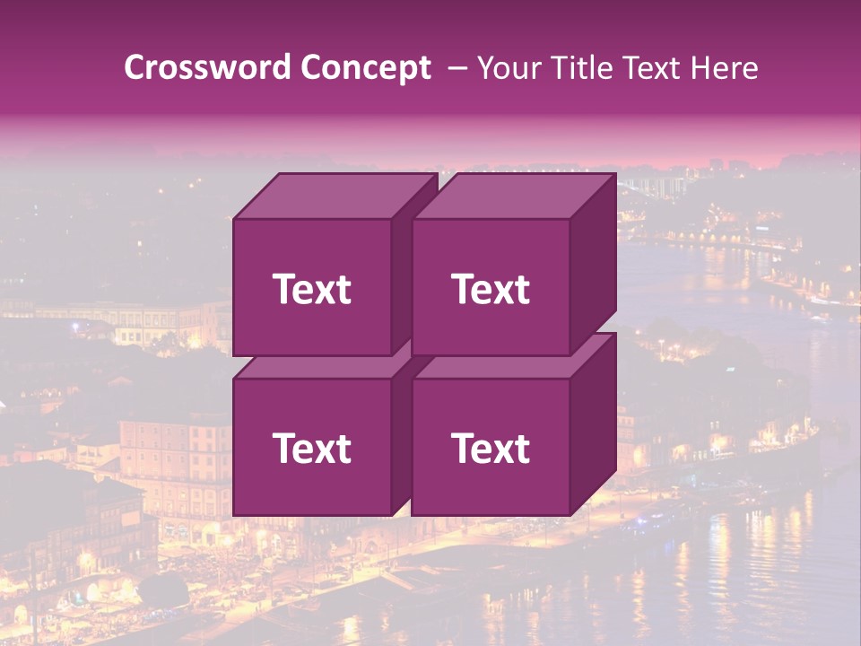 A City At Night With A Bridge In The Background PowerPoint Template