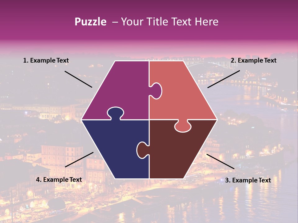 A City At Night With A Bridge In The Background PowerPoint Template