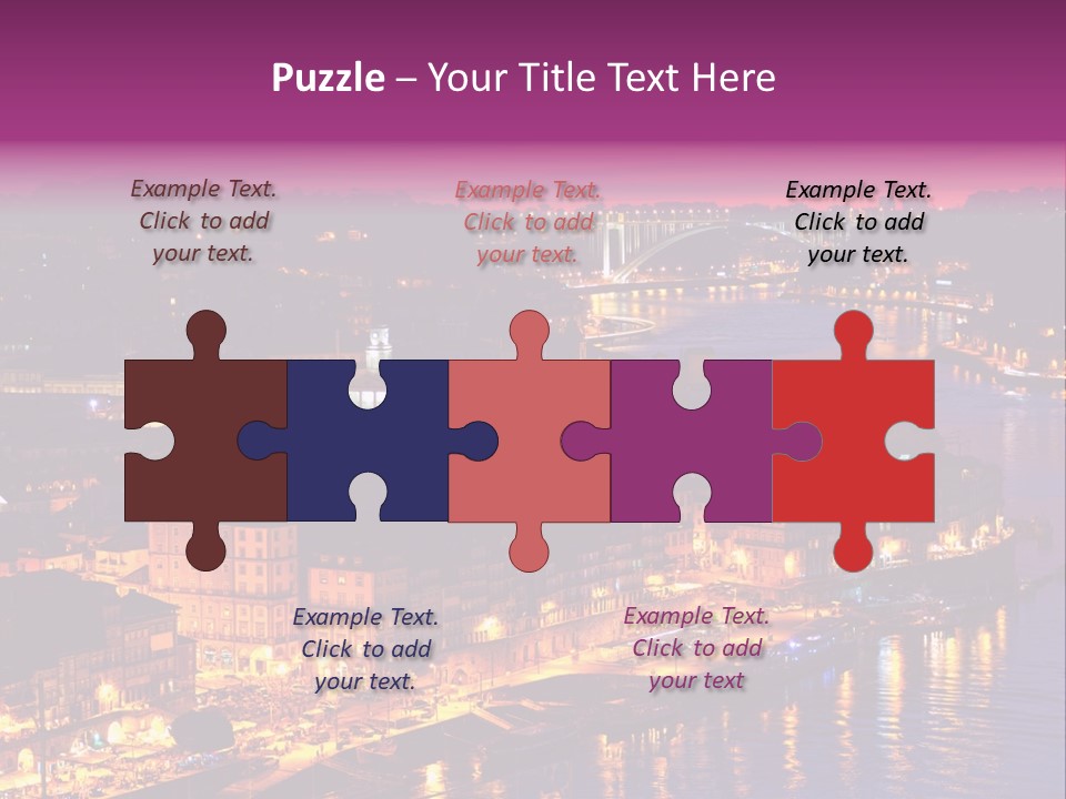 A City At Night With A Bridge In The Background PowerPoint Template