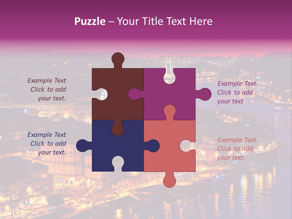 A City At Night With A Bridge In The Background PowerPoint Template