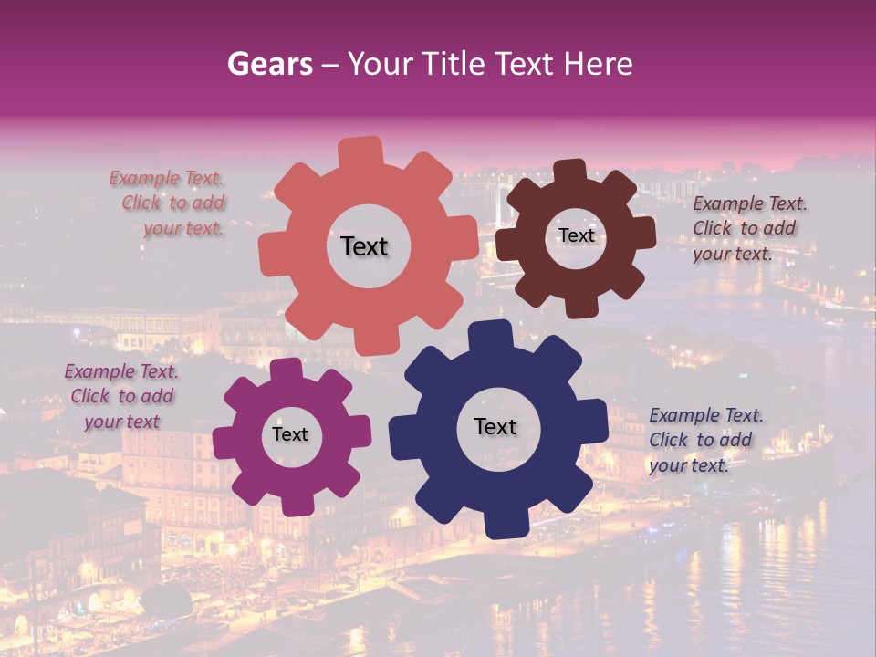 A City At Night With A Bridge In The Background PowerPoint Template