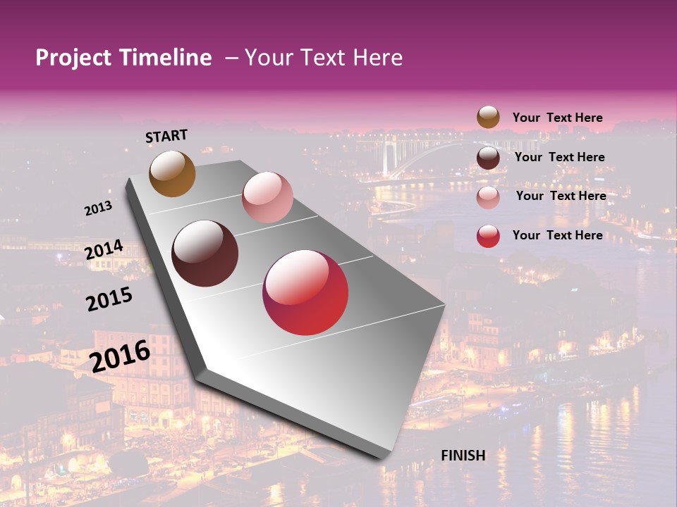 A City At Night With A Bridge In The Background PowerPoint Template