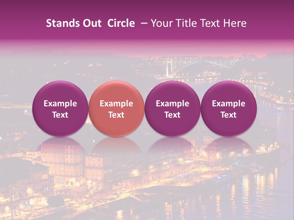 A City At Night With A Bridge In The Background PowerPoint Template