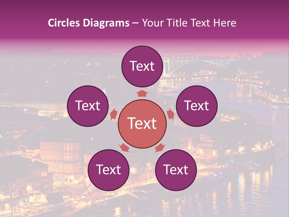 A City At Night With A Bridge In The Background PowerPoint Template