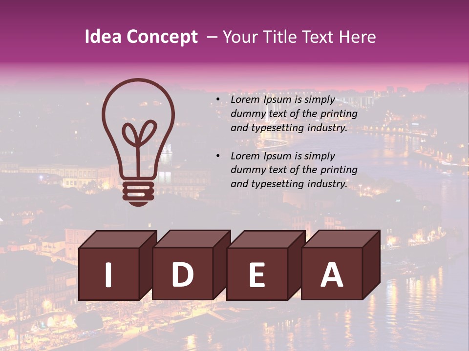 A City At Night With A Bridge In The Background PowerPoint Template