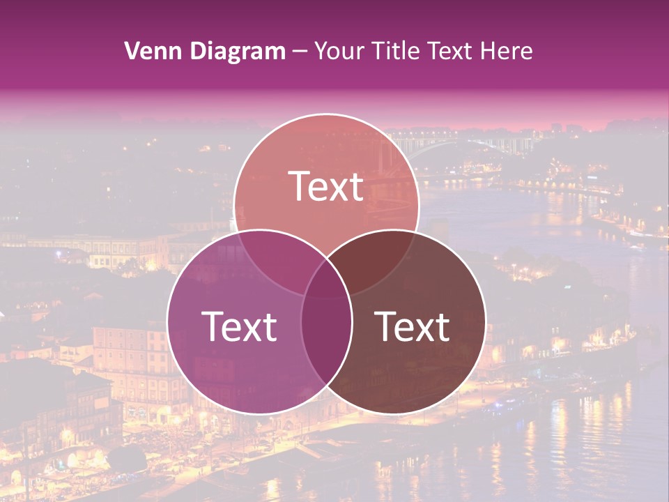 A City At Night With A Bridge In The Background PowerPoint Template