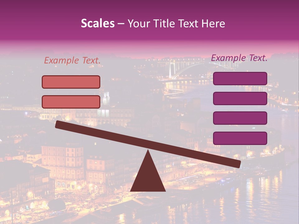 A City At Night With A Bridge In The Background PowerPoint Template