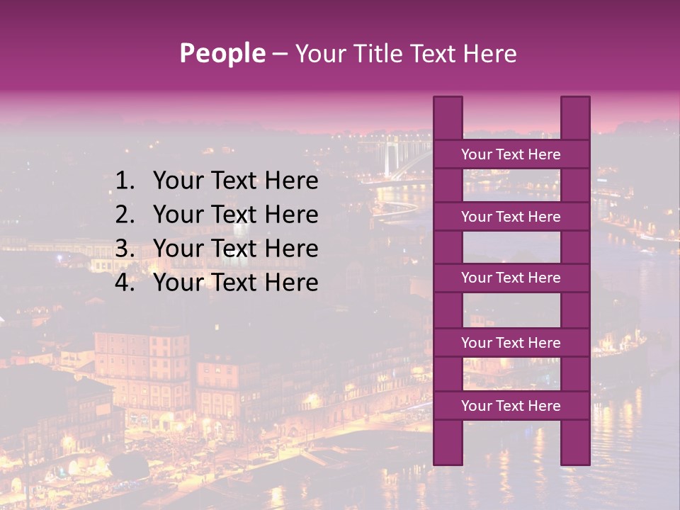 A City At Night With A Bridge In The Background PowerPoint Template